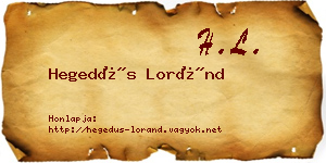 Hegedűs Loránd névjegykártya